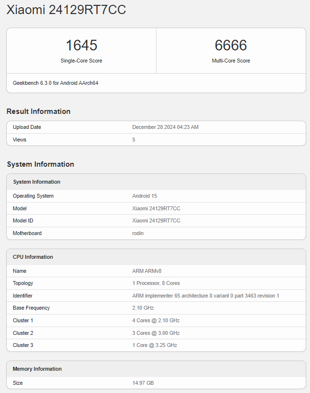 Benchmark Redmi Turbo 4